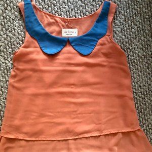 Orange blouse with blue collar